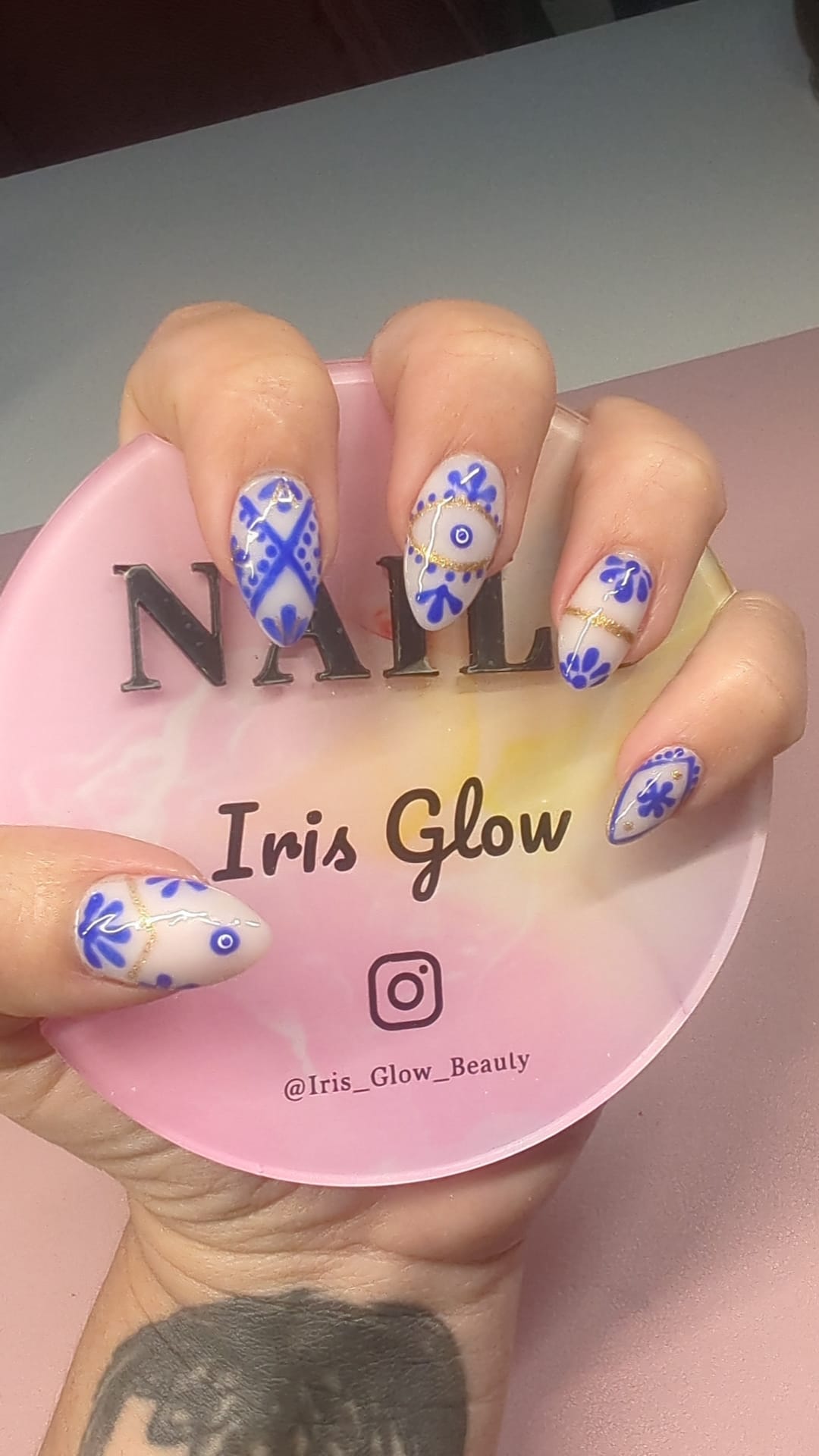Pink nail art example